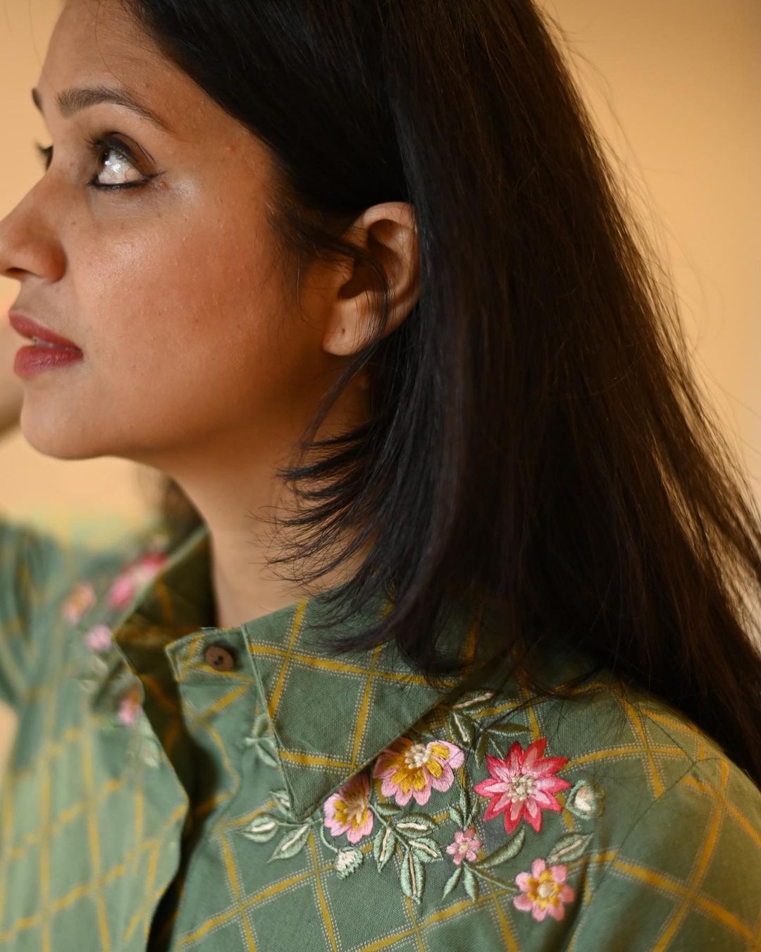 Women cotton pathani suit with shoulder embroidery and patiyala