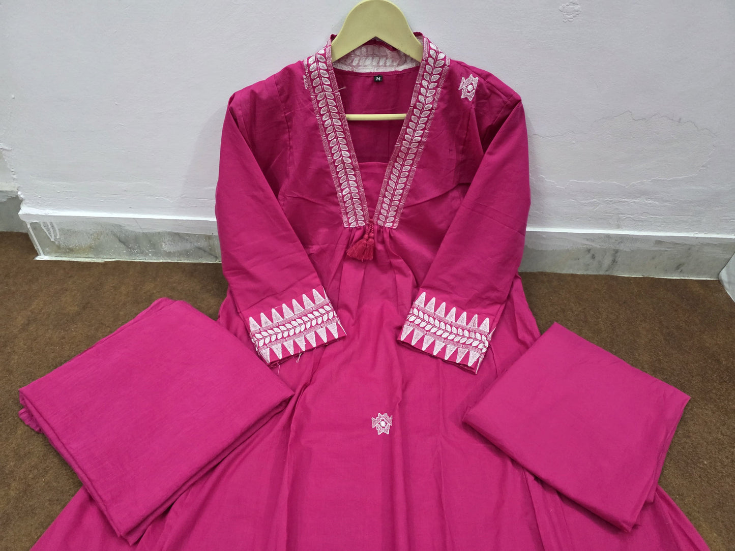 Anarkali kurta set with Cotton Pant & Malmal Dupatta set