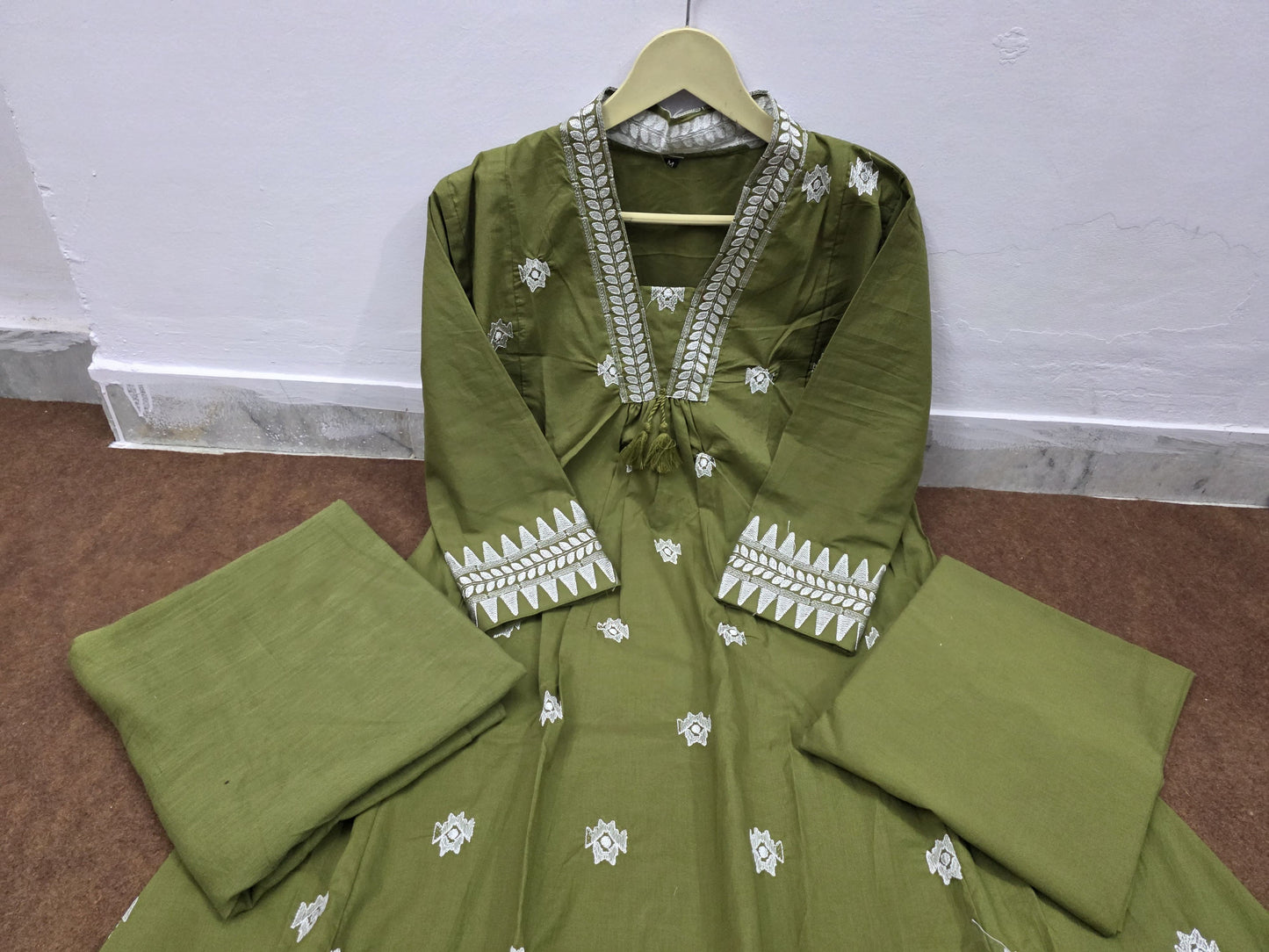 Anarkali kurta set with Cotton Pant & Malmal Dupatta set
