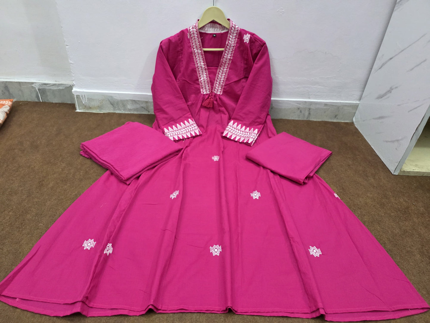 Anarkali kurta set with Cotton Pant & Malmal Dupatta set