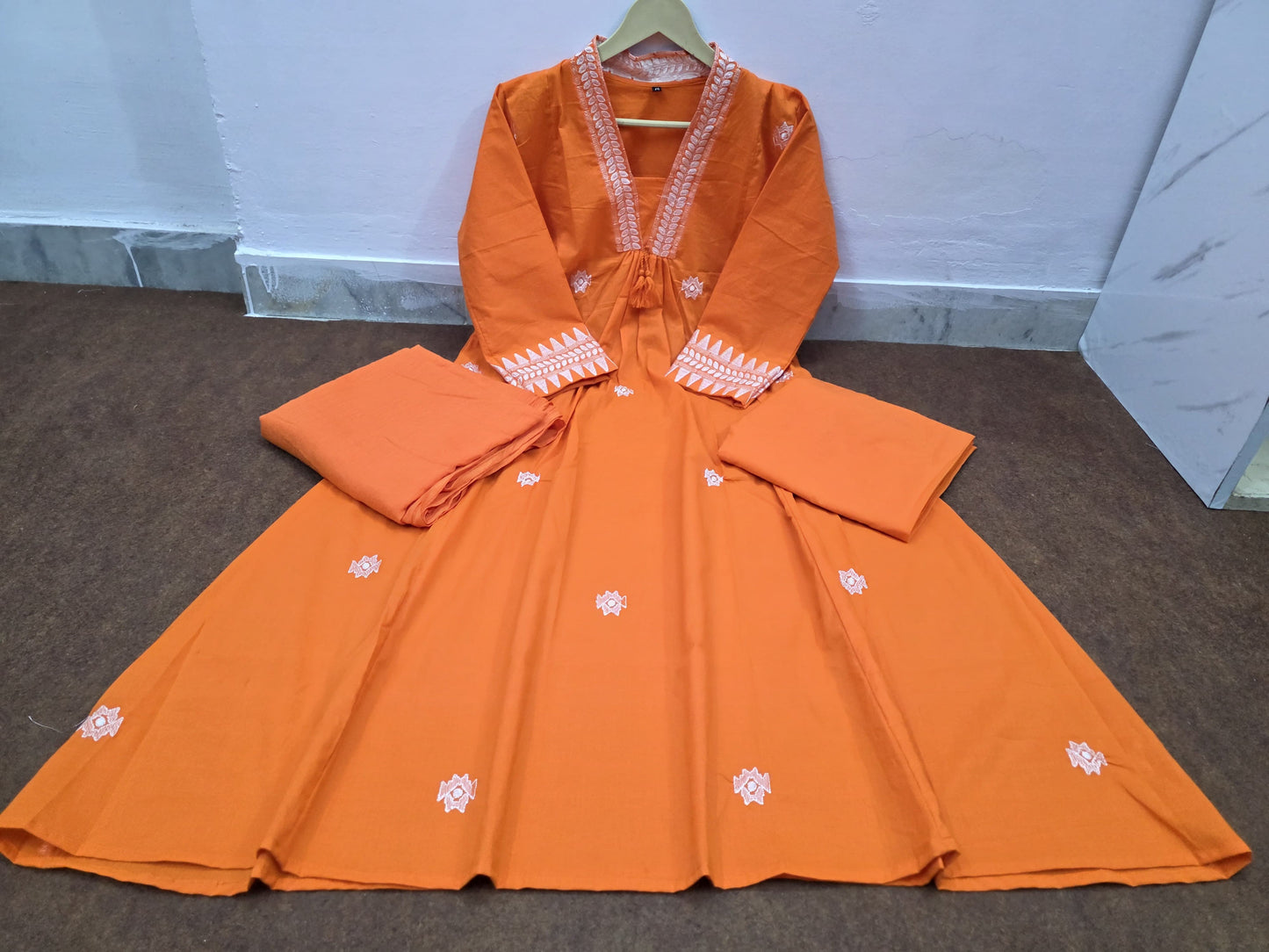 Anarkali kurta set with Cotton Pant & Malmal Dupatta set