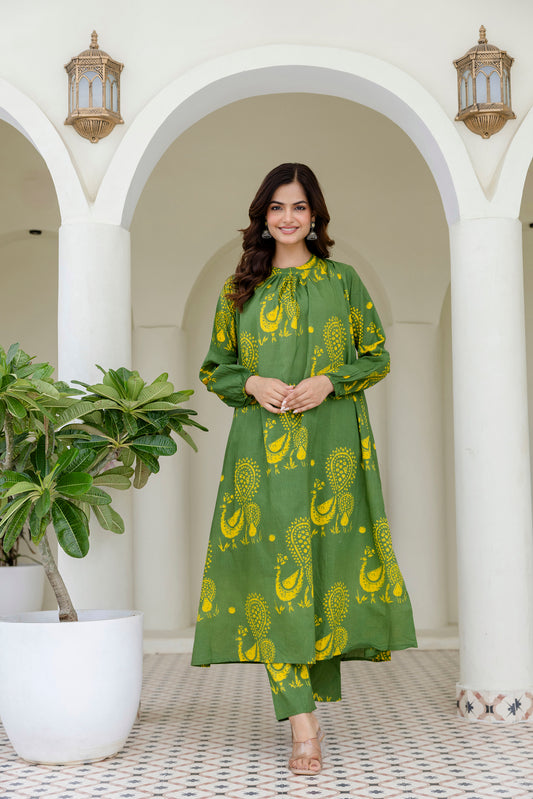 Green Graceful Cotton Co-ord Set ✨