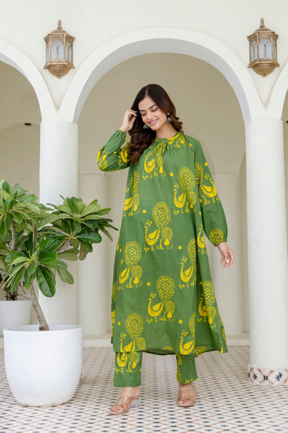 Green Graceful Cotton Co-ord Set ✨