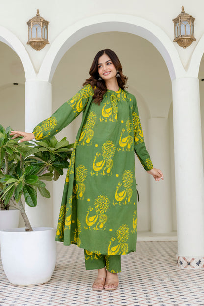 Green Graceful Cotton Co-ord Set ✨