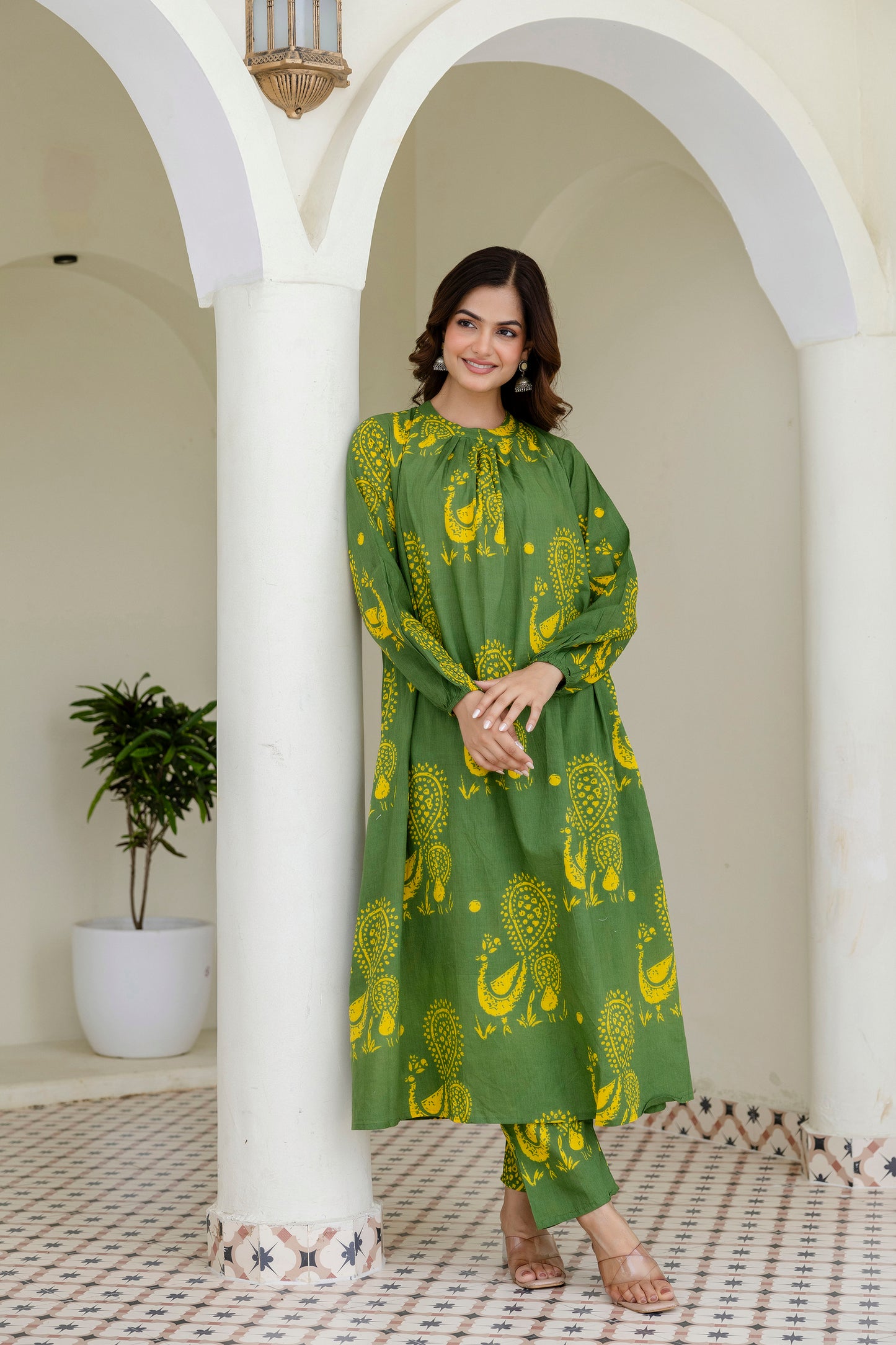 Green Graceful Cotton Co-ord Set ✨