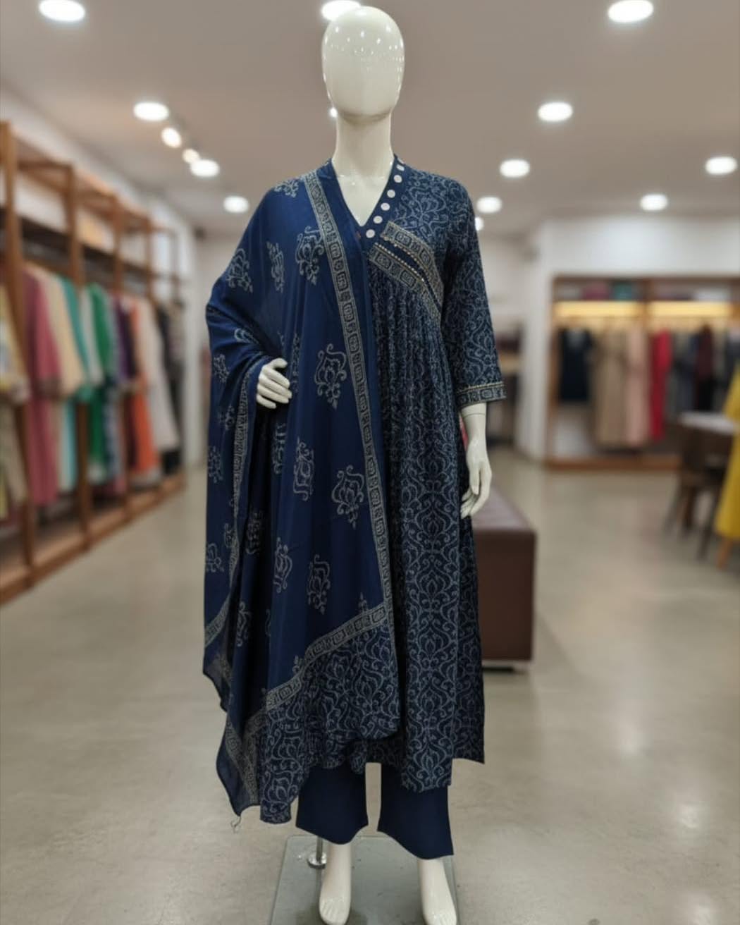anarkali kurta pant or dupatta  set with original mirror work