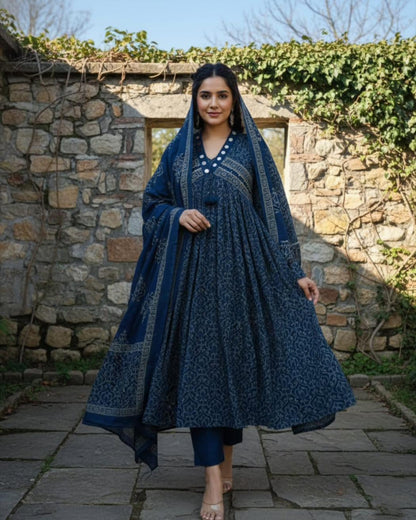 anarkali kurta pant or dupatta  set with original mirror work