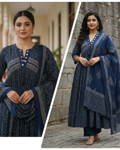 anarkali kurta pant or dupatta  set with original mirror work