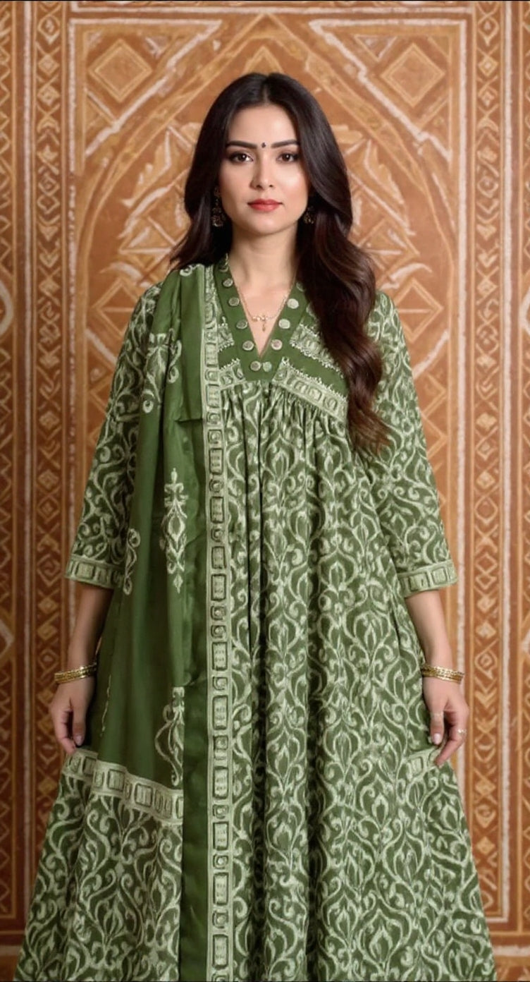 anarkali kurta pant or dupatta  set with original mirror work