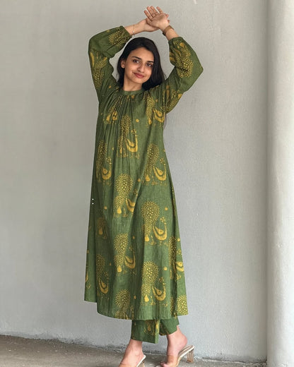 Green Graceful Cotton Co-ord Set ✨