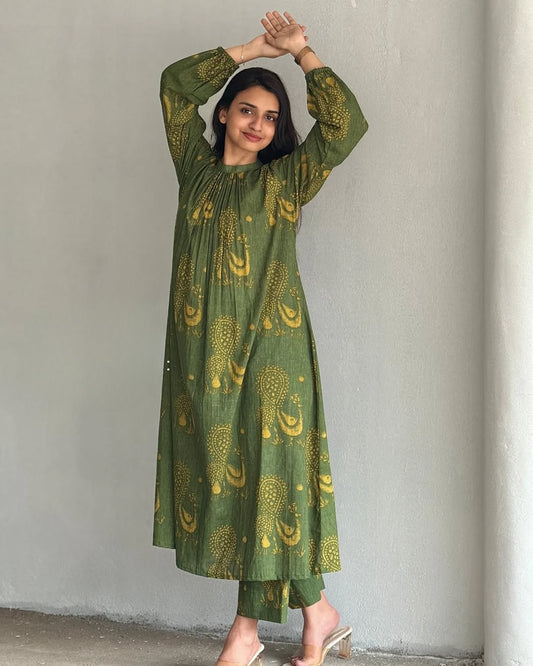 Green Graceful Cotton Co-ord Set ✨