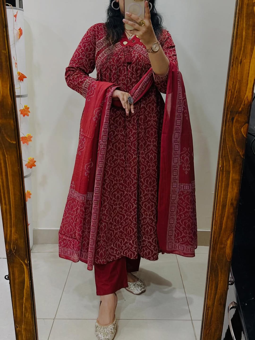 Anarkali kurta pant or dupatta set with original mirror work