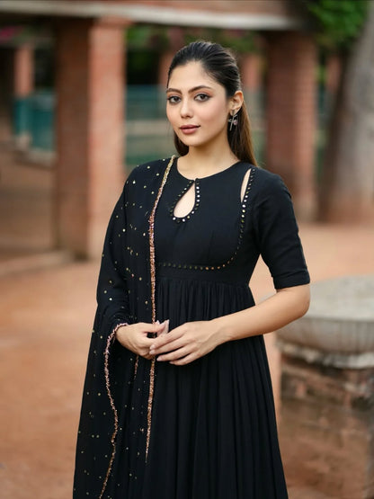 Classic Black Anarkali Set with Dupatta
