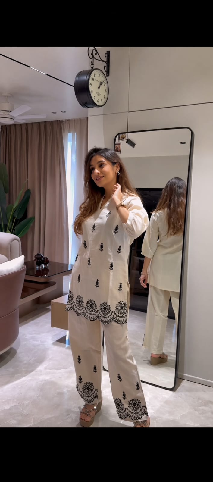 Cotton Hand Embroidery Co-ord Set