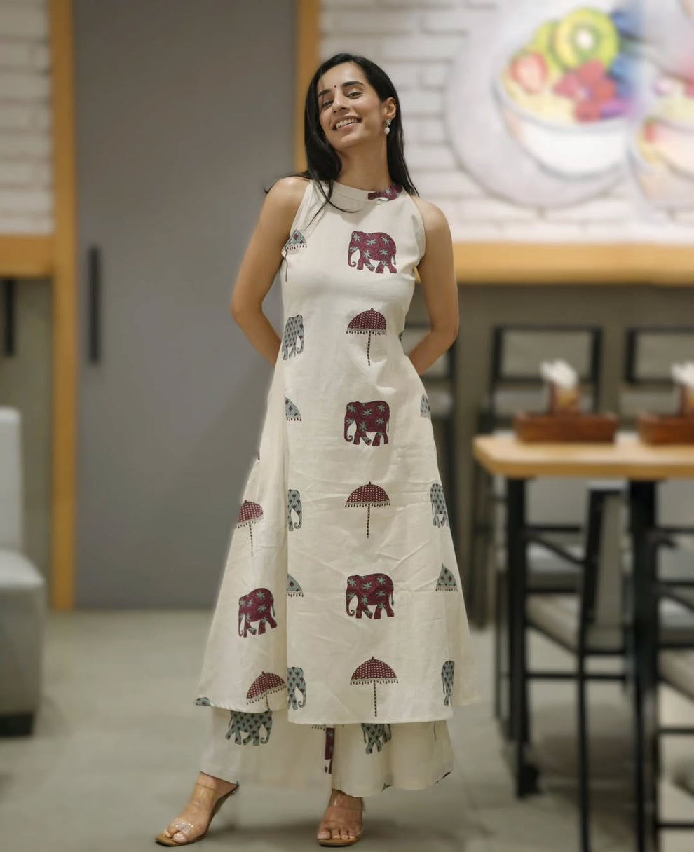 Elephant Floral Melody Cotton Co-ord Set