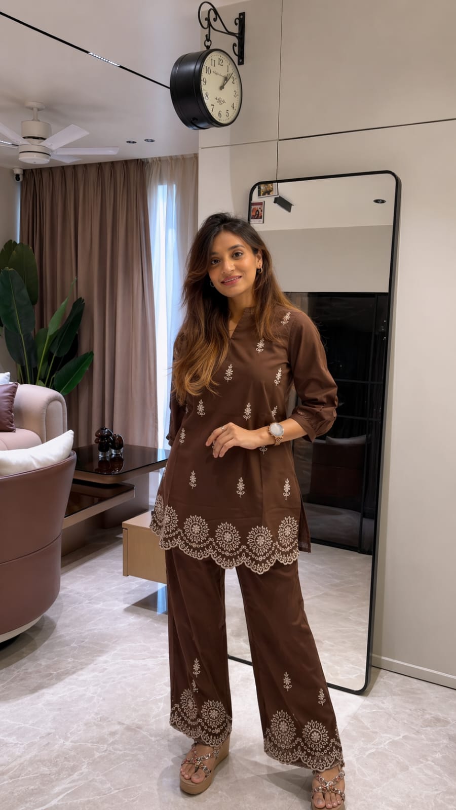 Cotton Hand Embroidery Co-ord Set