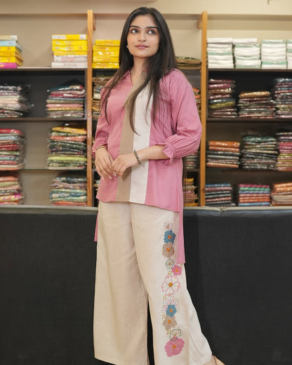 Soft pinks & floral Indo-western Lilan co-ord set