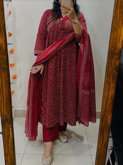 Anarkali kurta pant or dupatta set with original mirror work