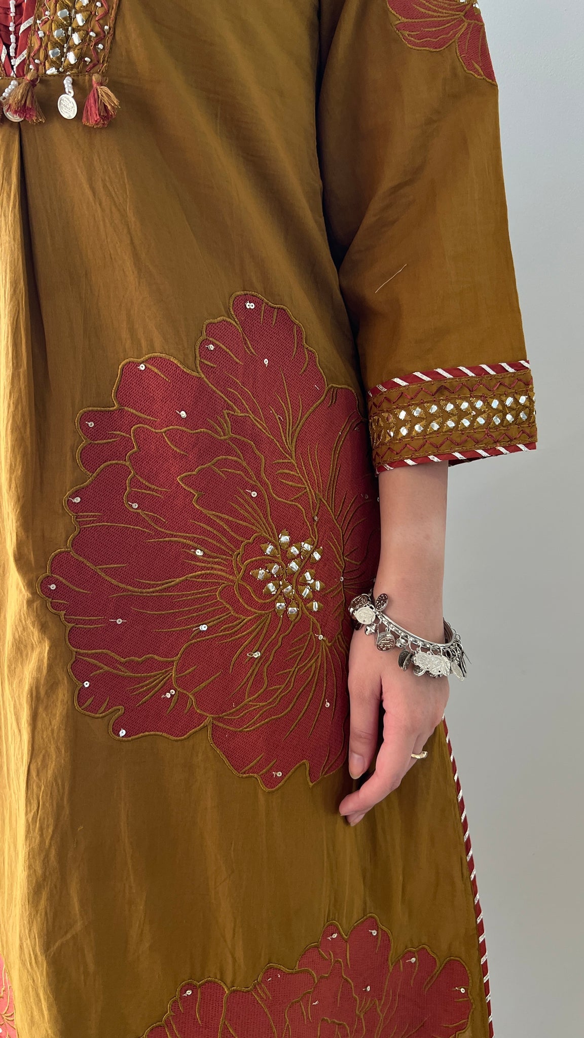 Moksha Embroidered Cotton A-line Plazo Set