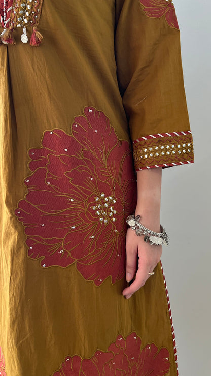 Moksha Embroidered Cotton A-line Plazo Set
