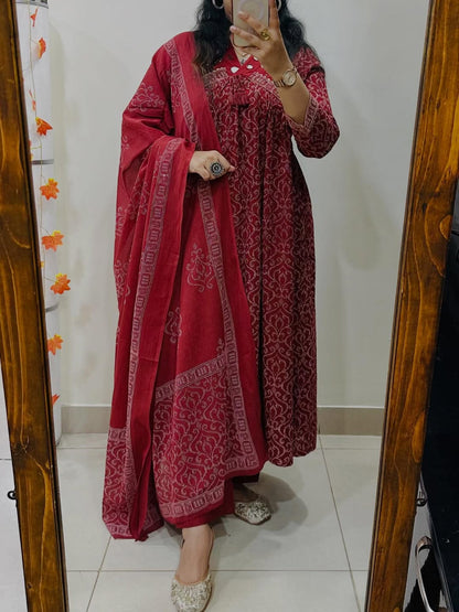 Anarkali kurta pant or dupatta set with original mirror work