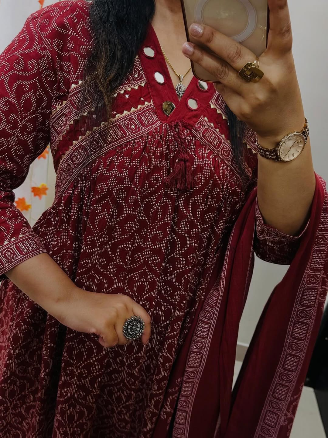 Anarkali kurta pant or dupatta set with original mirror work