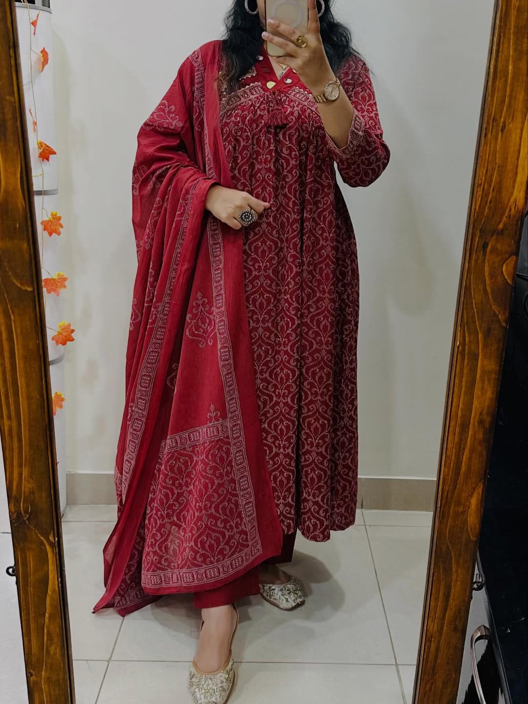 Anarkali kurta pant or dupatta set with original mirror work