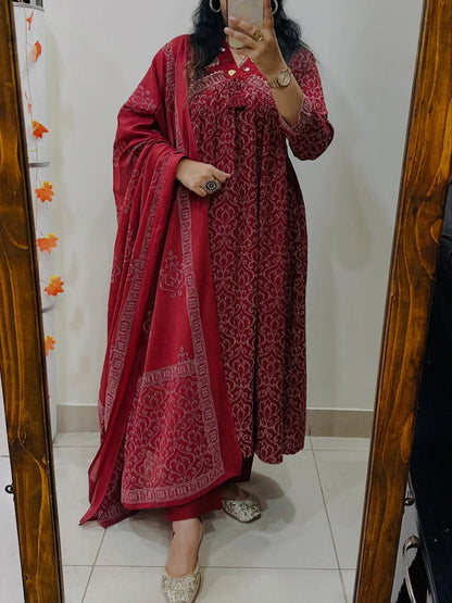 Anarkali kurta pant or dupatta set with original mirror work