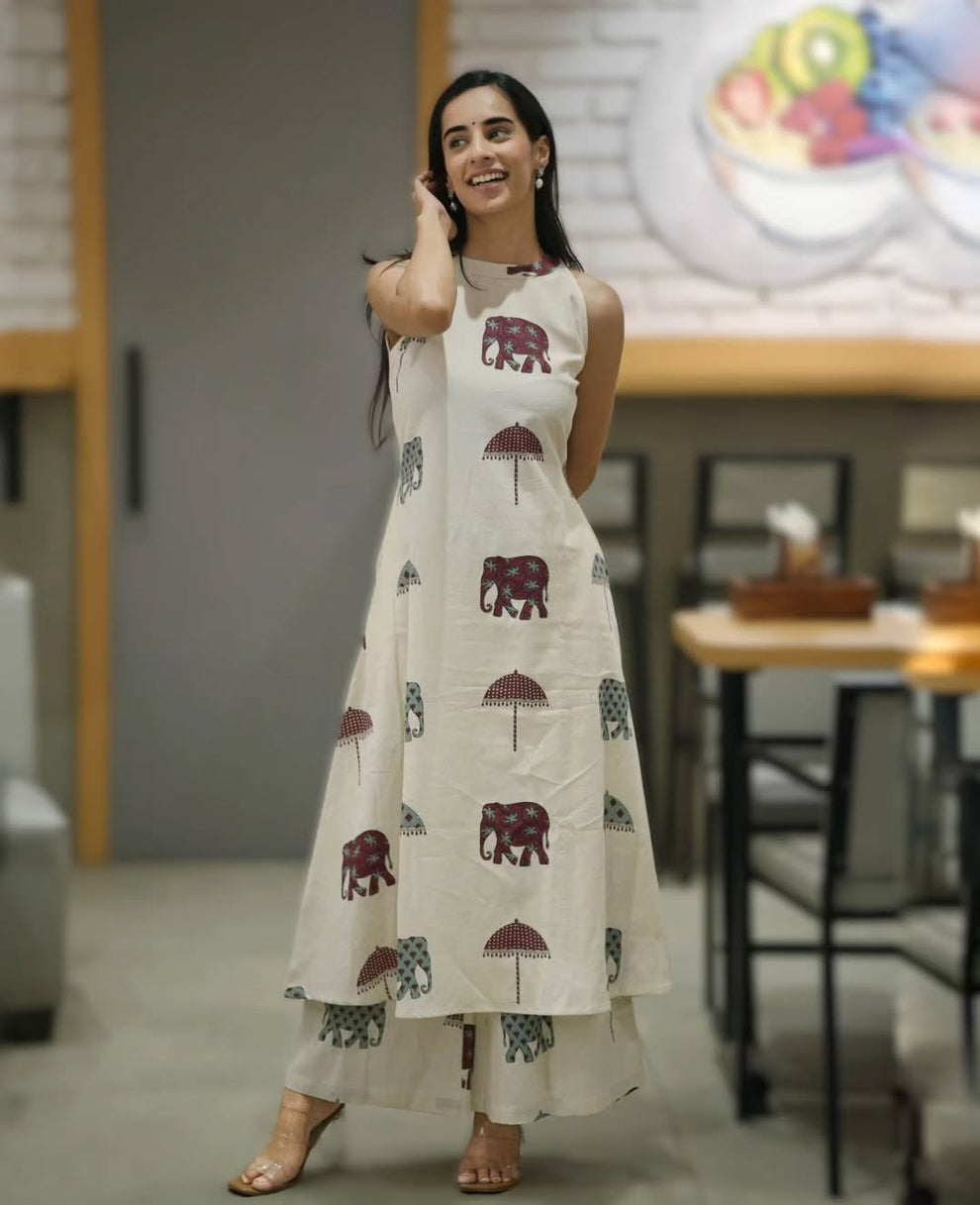 Elephant Floral Melody Cotton Co-ord Set
